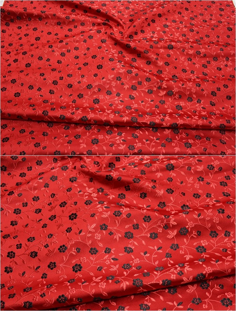 Floral Brocade Fabric: Chinese Style Silk Rayon Blend, 29.5" Wide