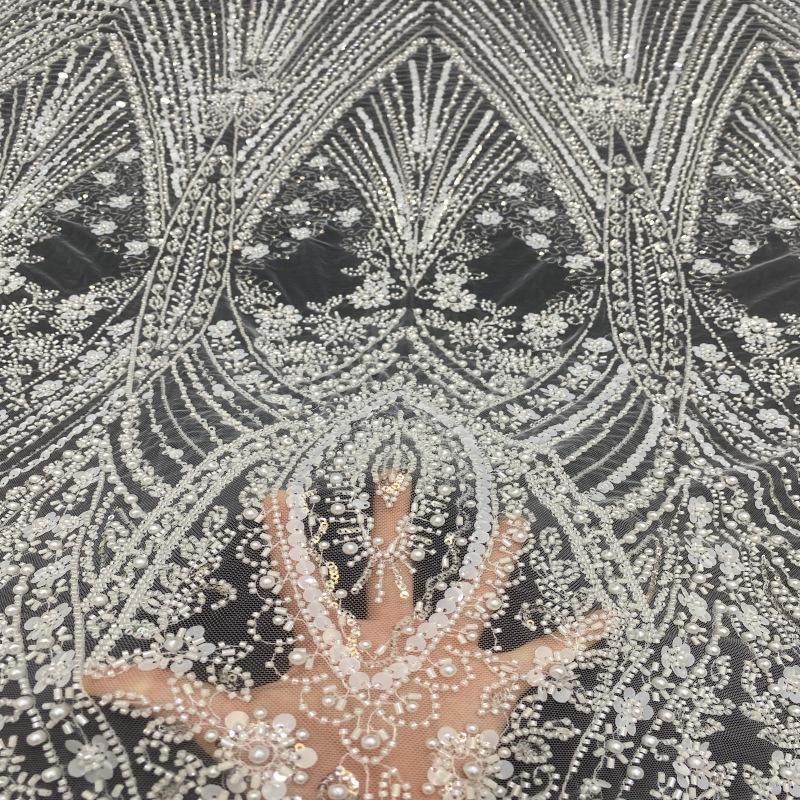Beaded Sequin Lace Fabric: Floral Appliqu�� Bridal Wedding Dress