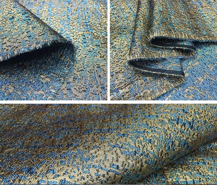 Gold Thread Jacquard Fabric: 3D Oil Painting Texture, 55" Wide