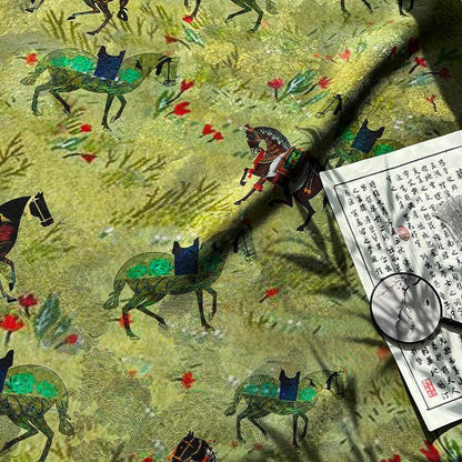 Galloping Horse Jacquard Xiangyun Silk ��� 100% Rayon Brocade Fabr"Wide