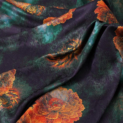 Peony Tea Silk Satin Fabric: 59"W Upholstery Costume Drapery