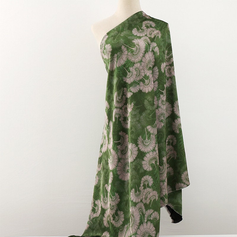 Floral Satin Fabric: 59"W Double-Sided Print for Sewing & Decor
