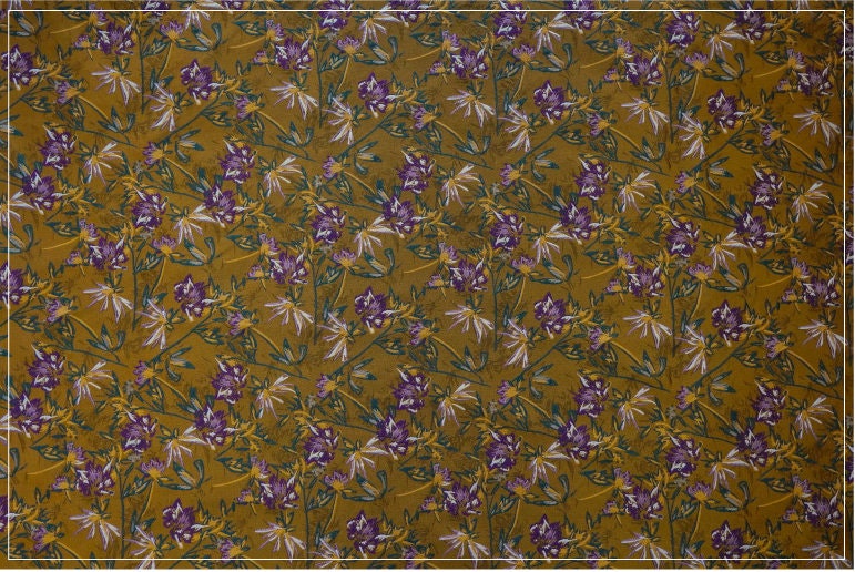 Caramel Floral Embossed Jacquard Fabric: 57" Wide Polyester