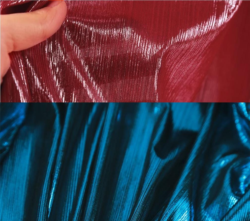 Metallic Foil Striped Knit Fabric: 4-Way Stretch, 56" Wide