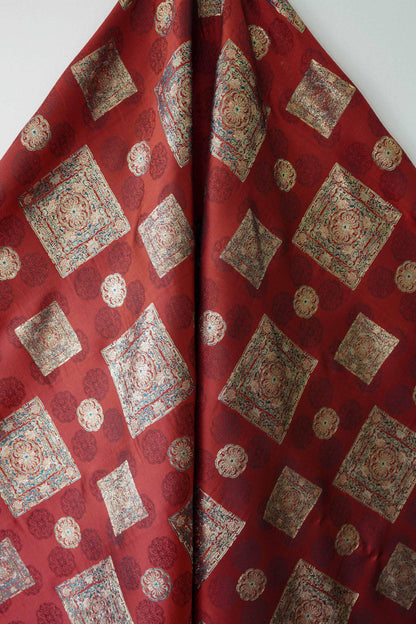 Song Brocade Fabric: 63"W Silk Rayon Blend, Tibetan Style