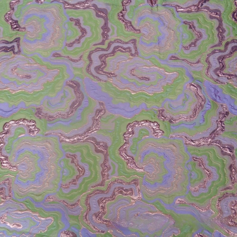 Floral Jacquard Fabric: Gold Thread Elegant Multicolor Pattern, 59" Wide