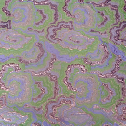 Floral Jacquard Fabric: Gold Thread Elegant Multicolor Pattern, 59" Wide