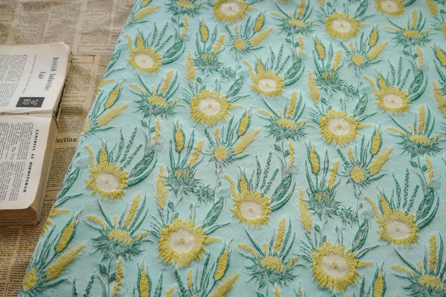 Floral Jacquard Fabric: 3D Texture Oil Painting Style (51"W)