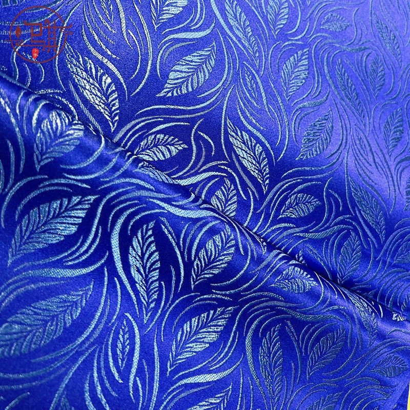 Brocart de soie à motif de fleurs de blé, largeur 75 cm (29,5 po) - Vendu au mètre