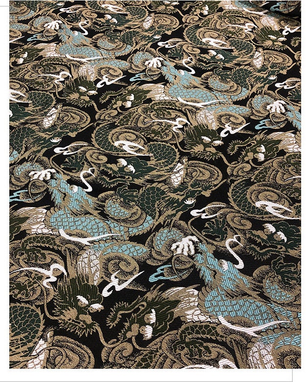 Dragon Jacquard Brocade Fabric: 57"W Silk Blend Damask