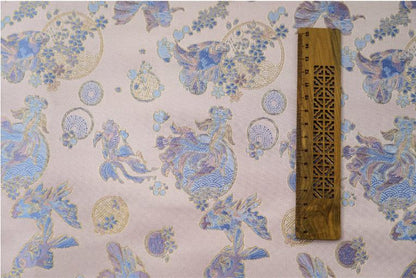 Tissu jacquard brocart à poissons rouges : style rétro, largeur 160 cm (63 po) - Vendu au mètre