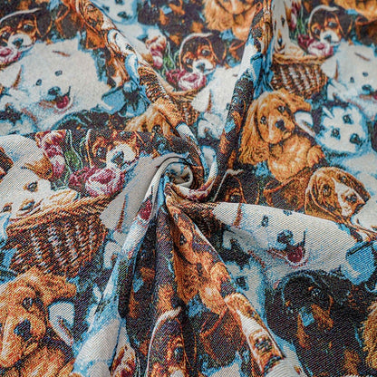 Dog Print Jacquard Fabric: Upholstery Sewing Material, 59" Wide