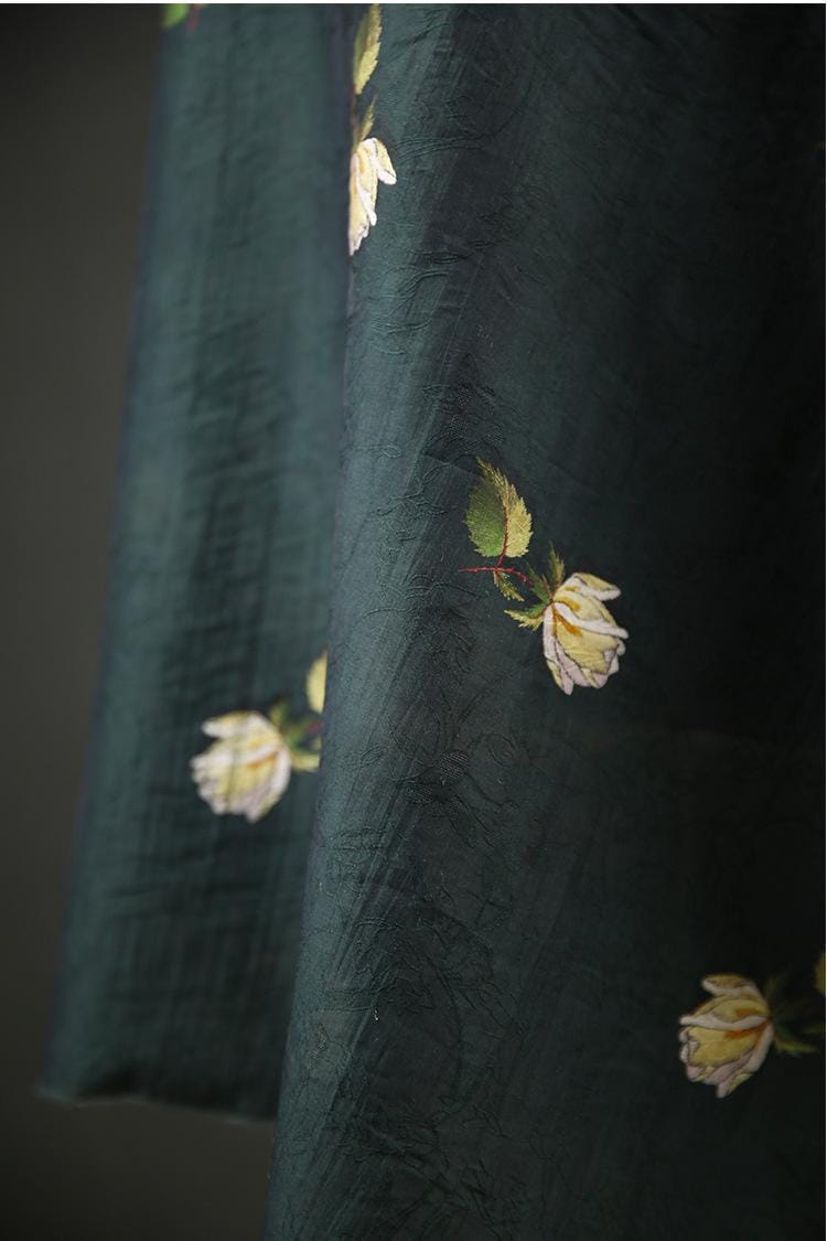 Tissu Tencel Ramie : Tissu à coudre imprimé roses, largeur 150 cm