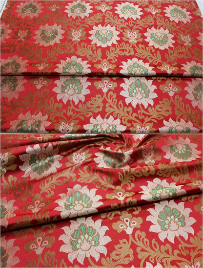 Tissu brocart Lotus Lurex : 75 cm de large, textile tibétain