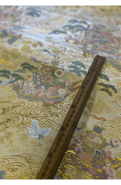 Kirin Nishijin Silk Brocade Fabric: Colorful Japanese Upholstery, Costume, Decor (58" Wide)