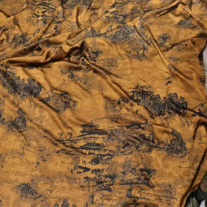Qingming Festival Satin Fabric: Gambiered Canton Gauze, Sewing Fabric (58"W)