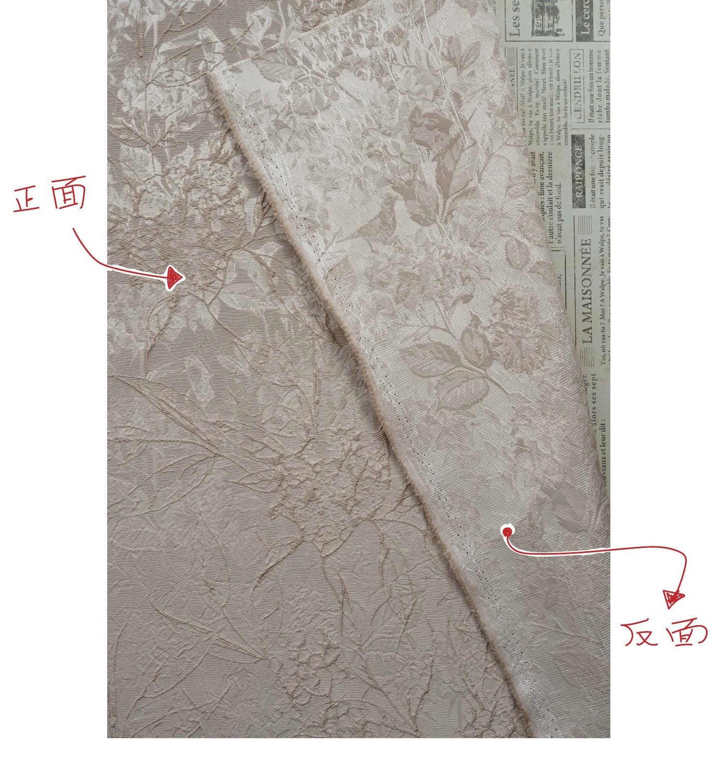 Chinese Style Embossed Jacquard Fabric ��� Abstract Floral Vine Dark Pattern Brocade for Sewing, Dressmaking, Home Decor, Upholste"Wide