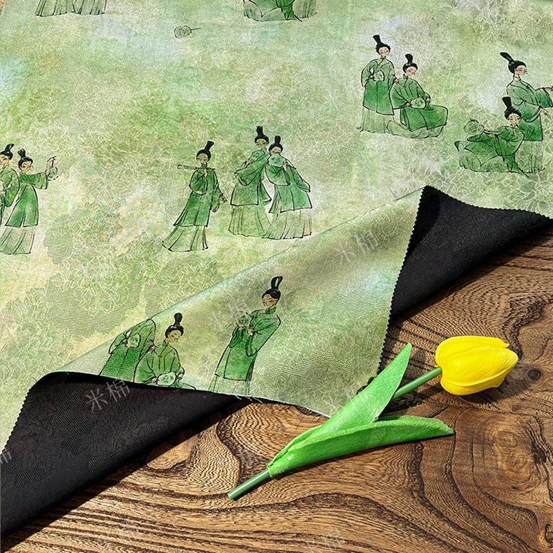 Luxury Xiangyun green tea silk Fabric ��� Rayon Jacquard Wea" Wide