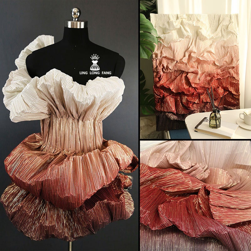 Pleated Crepe Fabric: 59"W Gradient Colors, DIY Costume & Decor