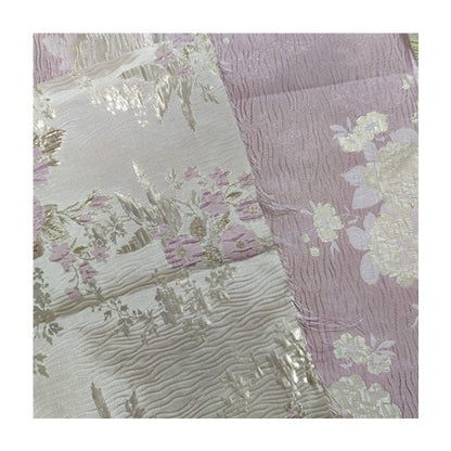 Floral Jacquard Fabric: 3D Gold Thread, 55" Wide - By The Meter