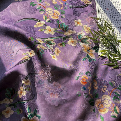 Purple Mist Jacquard Xiangyun Rayon Silk Fabric ��� Handwoven Floral Brocade for Dress, Gown, Wedding, Craft, DIY Sewi"W