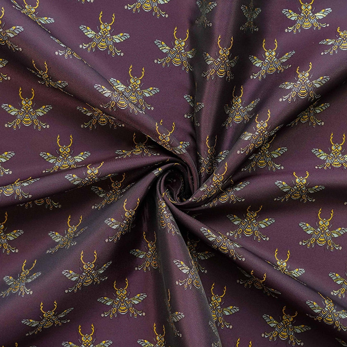 Plum Red Bee Jacquard Brocade Fabric ��� Asian Sty" Wide