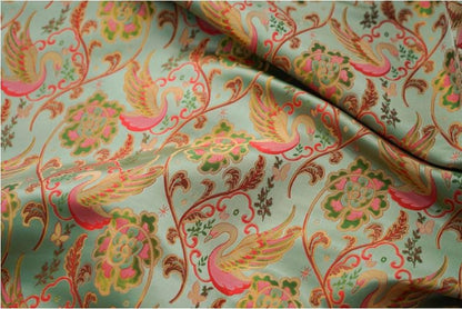 Swan Jacquard Fabric: 64"W Damask Upholstery Fabric - By The Meter