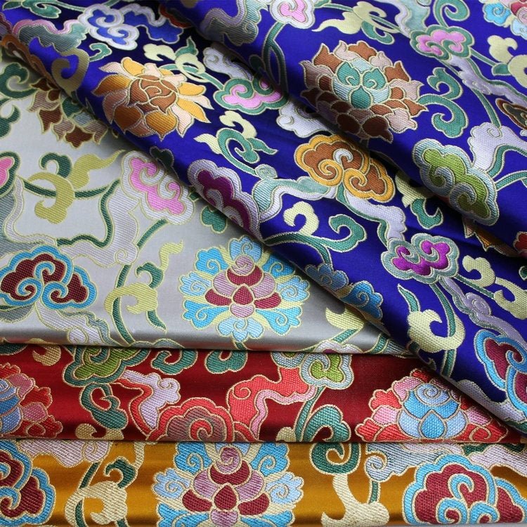 Floral Jacquard Brocade Fabric: Chinese Mongolian Style (By The Meter) - Poppylollipop