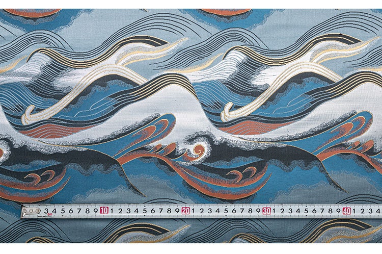 Japanese Nishijin Silk Brocade Fabric: 3D Wave Jacquard, Upholstery & Sewing, 29.5"/59" Wide