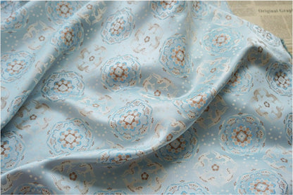 Floral Brocade Fabric: Blue Jacquard Sewing Material (65")