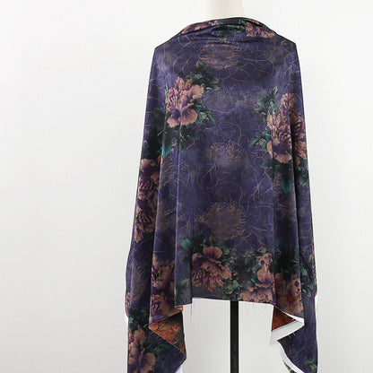 Floral Tea Silk Satin Fabric - 59" Wide - Digital Print