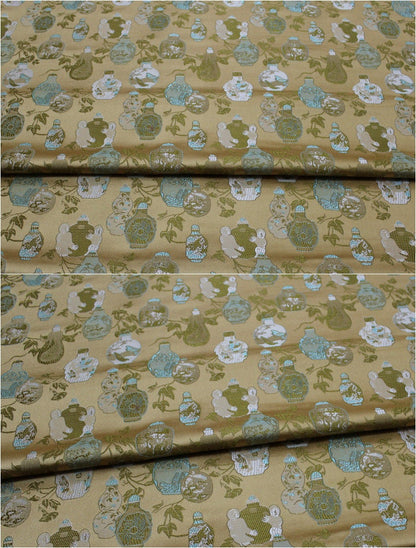 Floral Vase Jacquard Brocade Fabric: Chinese Style Rayon Upholstery