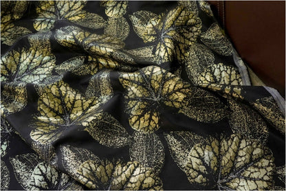 Gold Thread Jacquard Fabric: Blue Floral 3D Texture, 57" Wide By Meter