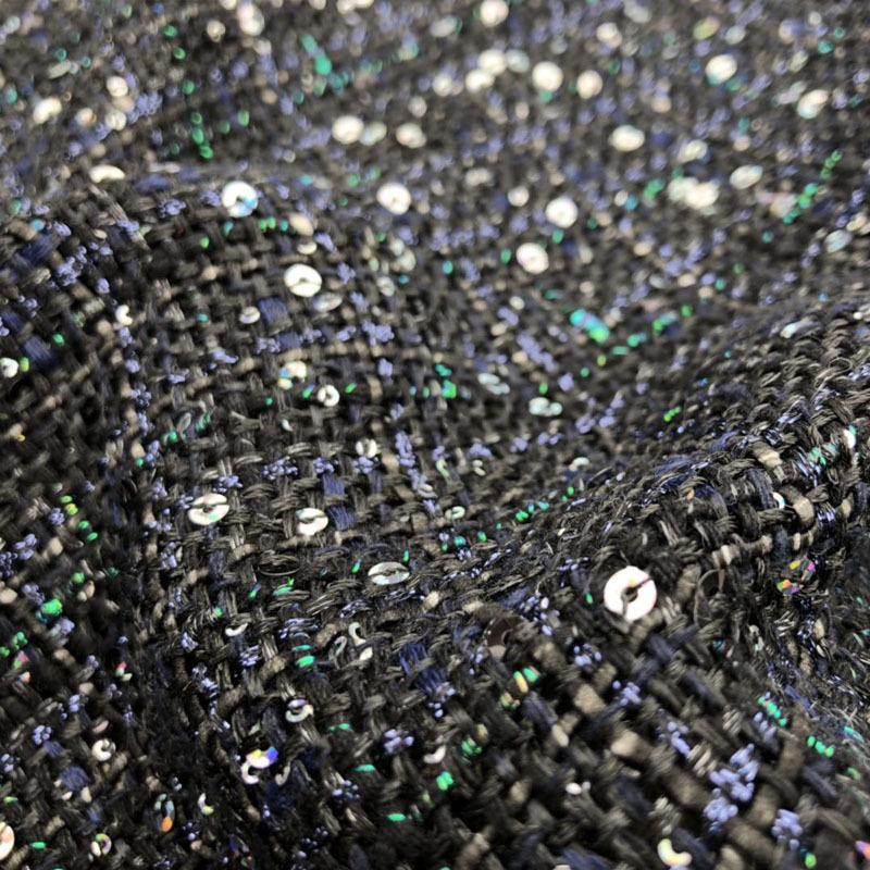 Sequin Tweed Fabric: Coarse Woven Sparkle Material - 59"W