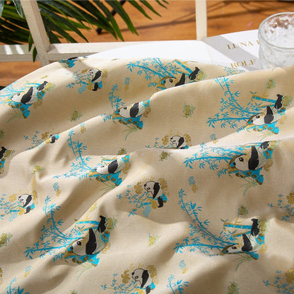 Tissu brocart jacquard bambou Panda : mélange de rayonne de 150 cm de large