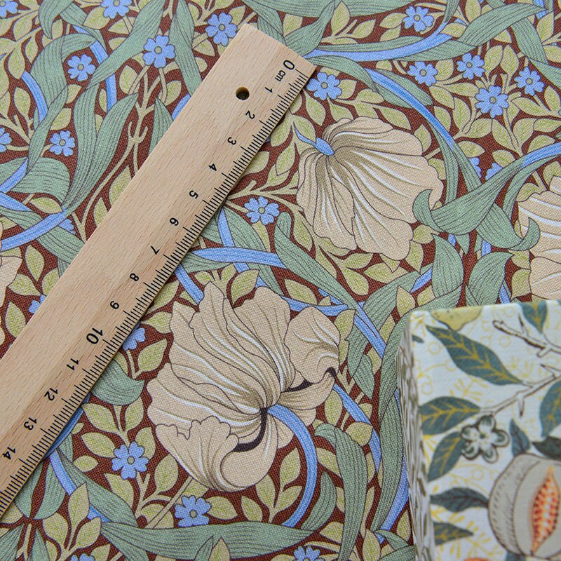 Tissu en coton style William Morris : imprimé branches de saule, pour la couture et l’ameublement