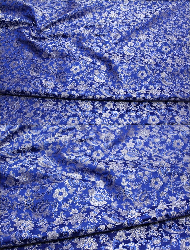 Floral Brocade Fabric: Silk Rayon Blend, Cheongsam Qipao Material (29.5" Wide)
