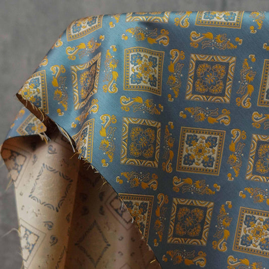 Nishijin Ori Brocade Fabric: Japanese Pavilion Pattern, 63"W Rayon Blend