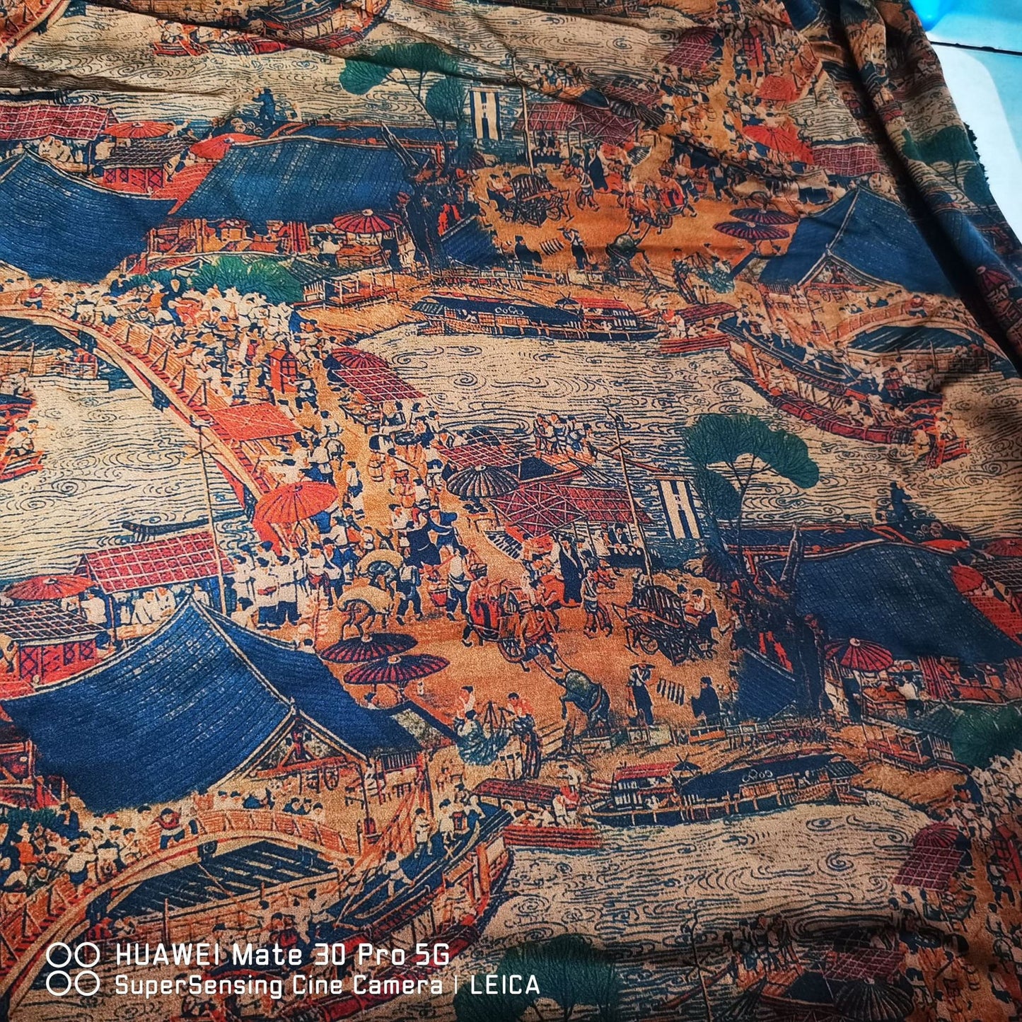 River on the Qingming Festival Fabric: 58" Gambiered Canton Gauze Satin