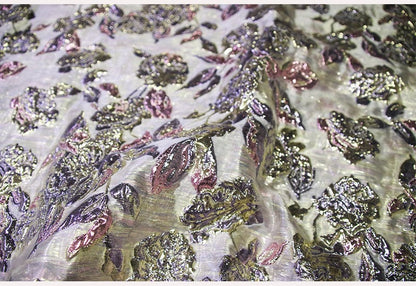 Metallic Embossed Floral Jacquard Fabric - 56"W Shimmering Gold Thread