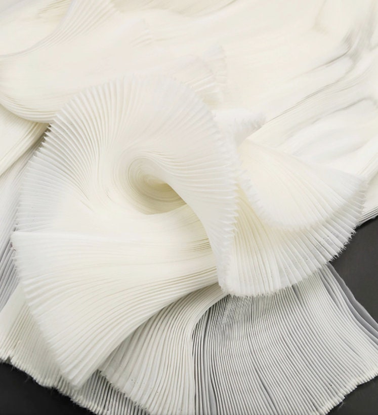 Pleated Chiffon Fabric: Hand-Pressed Texture, 56" Wide, 4 colors