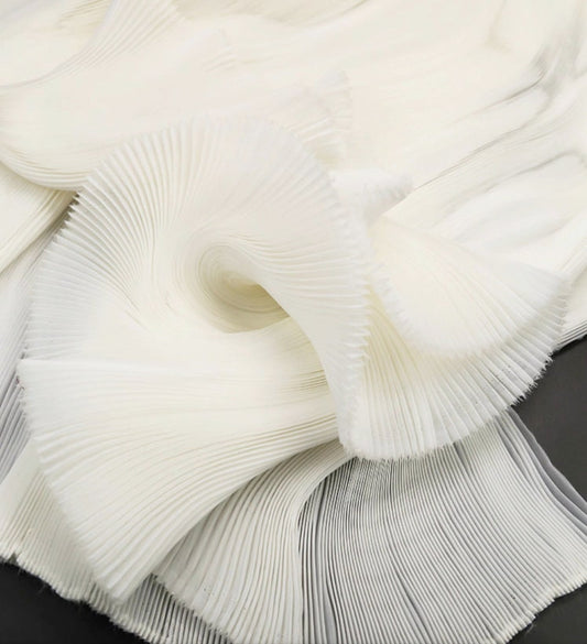 Pleated Chiffon Fabric: Hand-Pressed Texture, 56" Wide, 4 colors