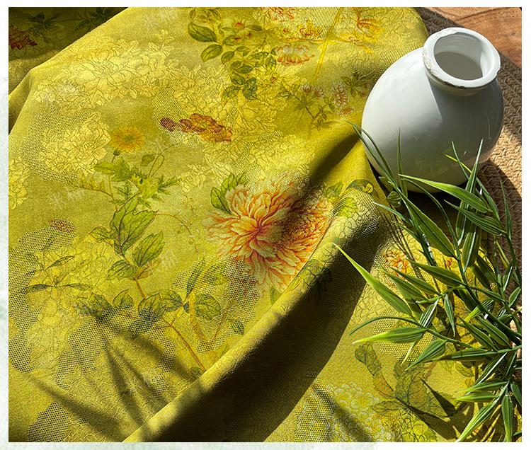 100% Rayon green Jacquard Xiangyun Brocade Fabric: 59"W Upholstery & Costume