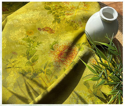 100% Rayon green Jacquard Xiangyun Brocade Fabric: 59"W Upholstery & Costume