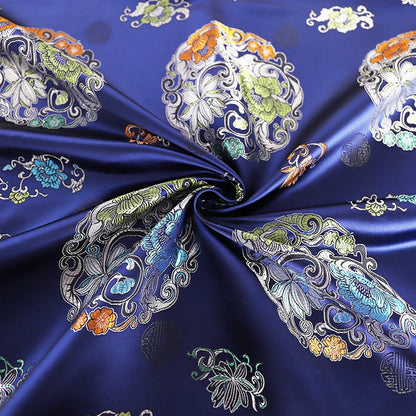 Floral Jacquard Brocade Fabric: Chinese Mongolian Style, 29.5" Wide