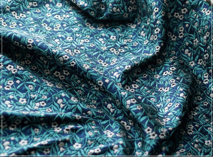 Azure Floral Jacquard Fabric: Reversible Metallic Embossed Upholstery, 64"W