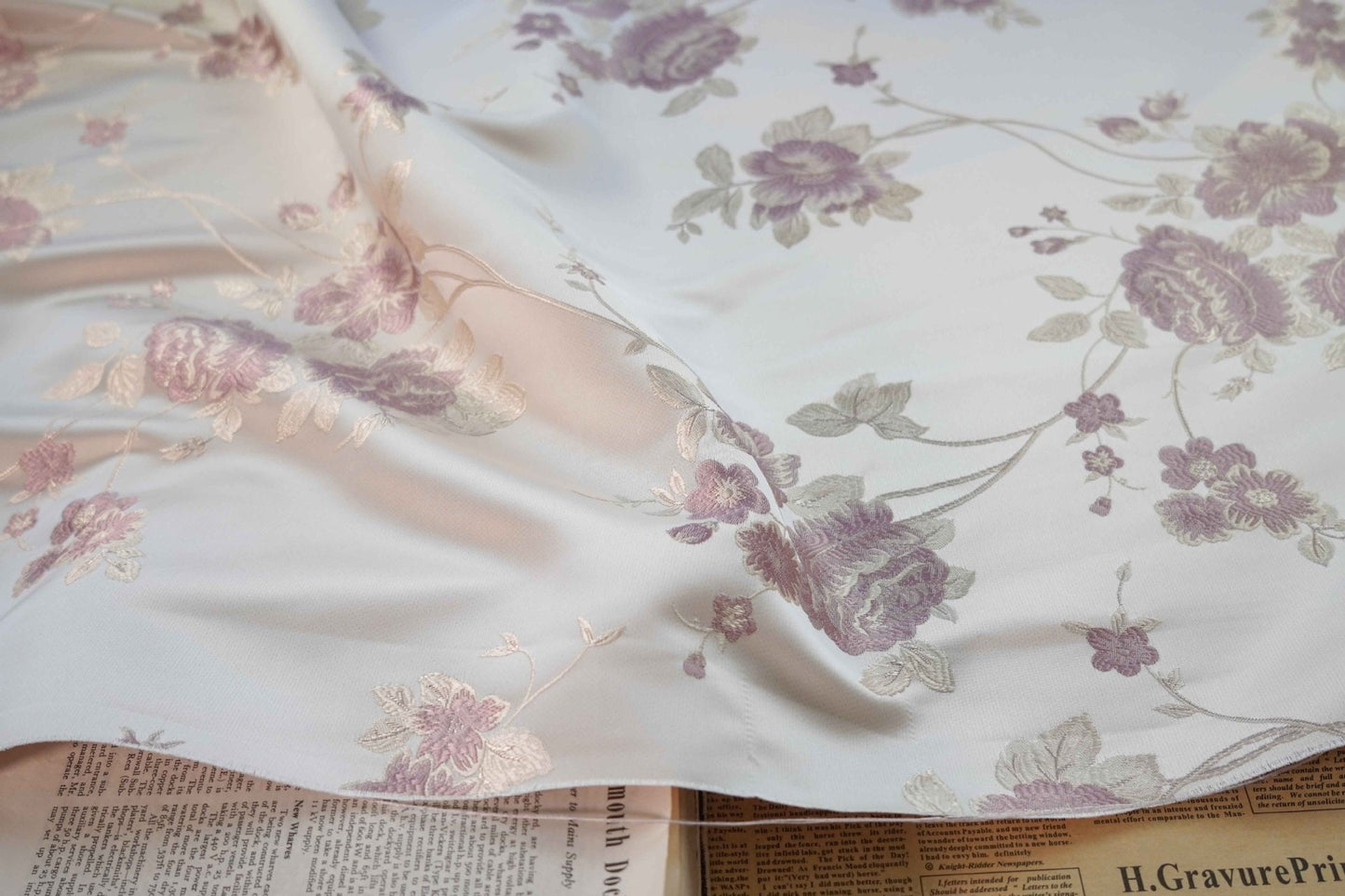 Floral Damask Brocade Fabric: 56"W Polyester Rayon Blend