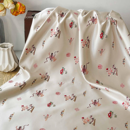 Chrysanthemum Silk Brocade Fabric: 66"W Chinese Cheongsam, Upholstery & Quilting