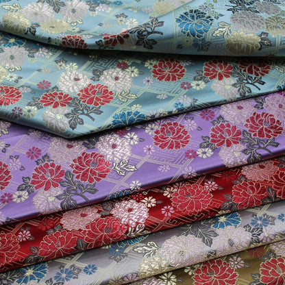 Japanese Floral Jacquard Brocade Fabric: Silk Rayon Blend (29.5" Width)