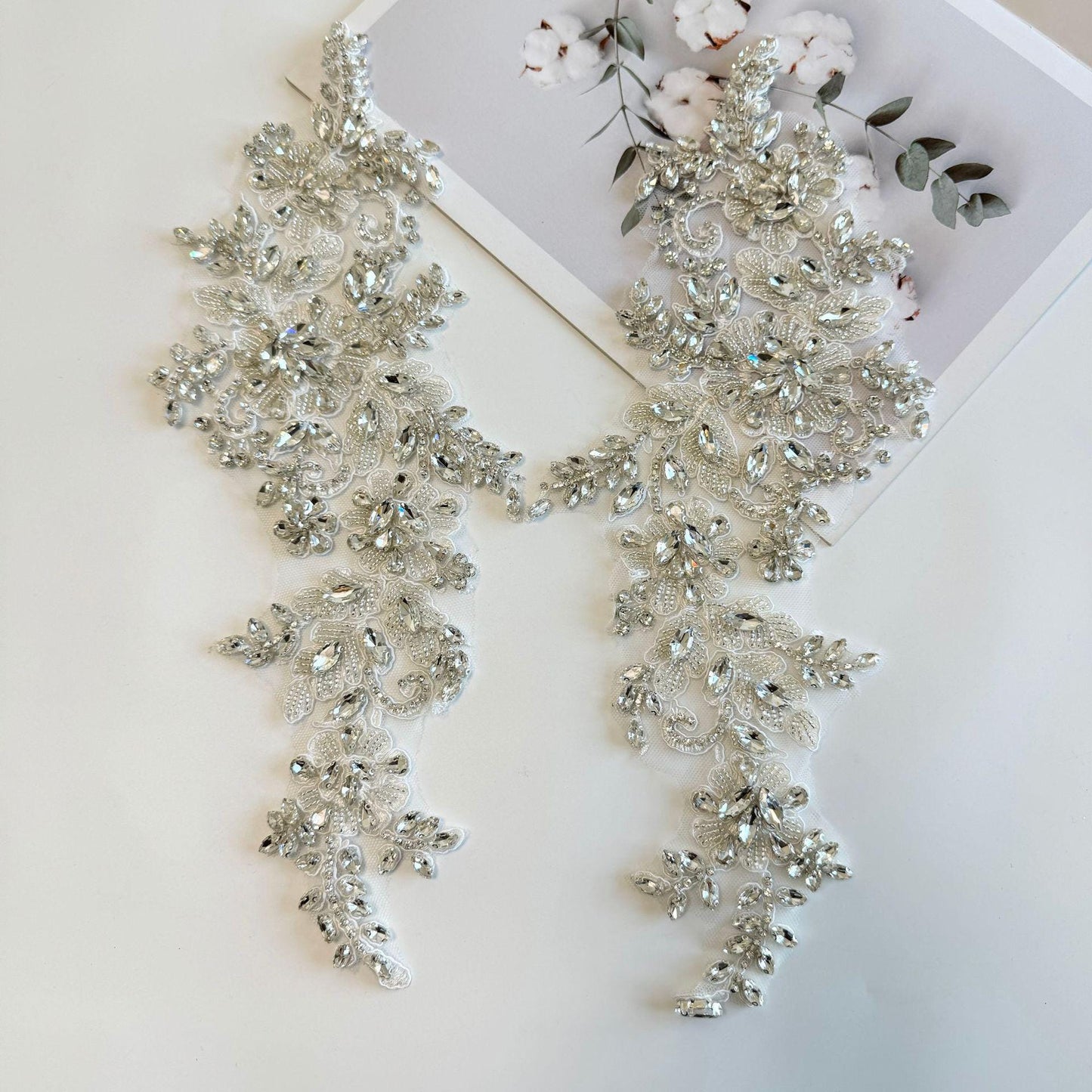 Applique florale à sequins en forme de diamant - Dentelle en maille brodée, loisirs créatifs